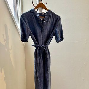 Birds of Paradis by Trovata Blue Shirtdress with Tie Waist